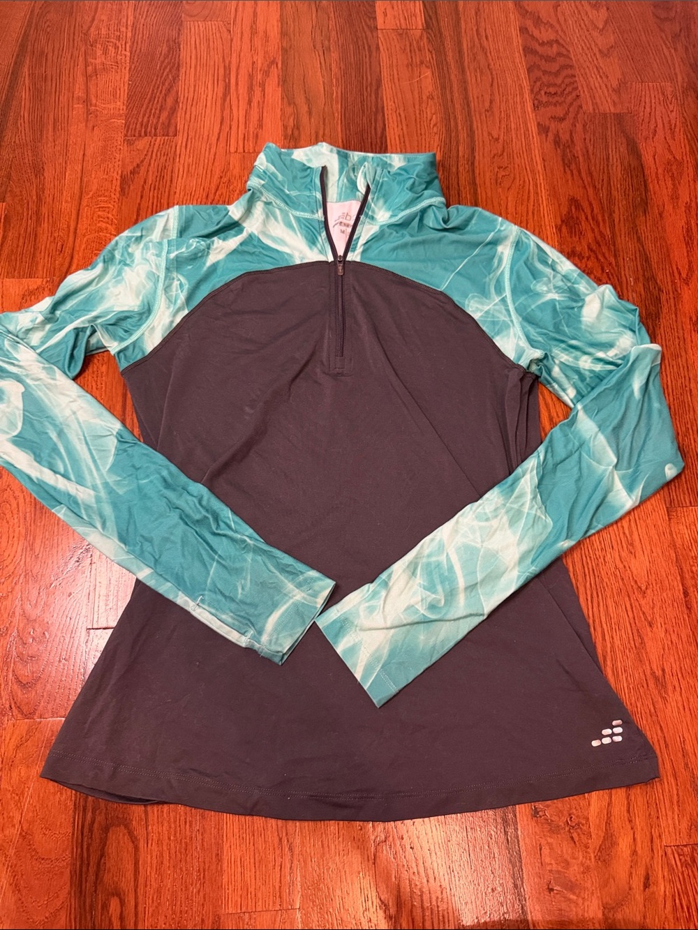 bcg Black Body with Teal Marble Long Sleeve 1/4 Zip Top